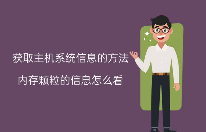 获取主机系统信息的方法 内存颗粒的信息怎么看？